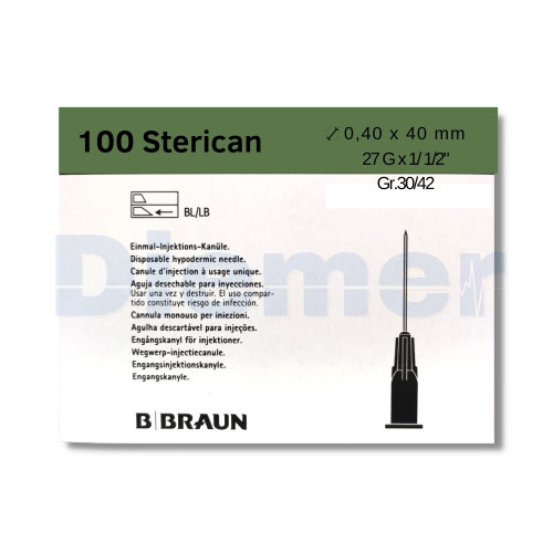 STERICAN GRIS 0,4 X 40  27G BISEL LARGO 100 UDS (REF. 9186182B)