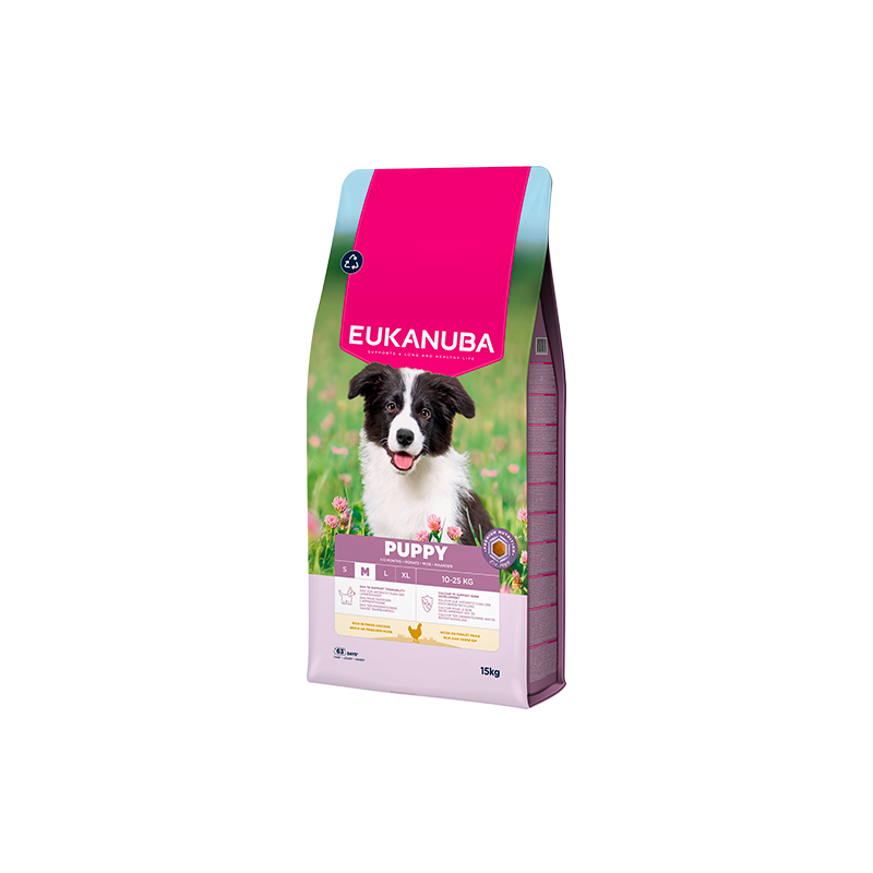 Eukanuba Puppy raza mediana pollo 15 kg pienso para cachorros