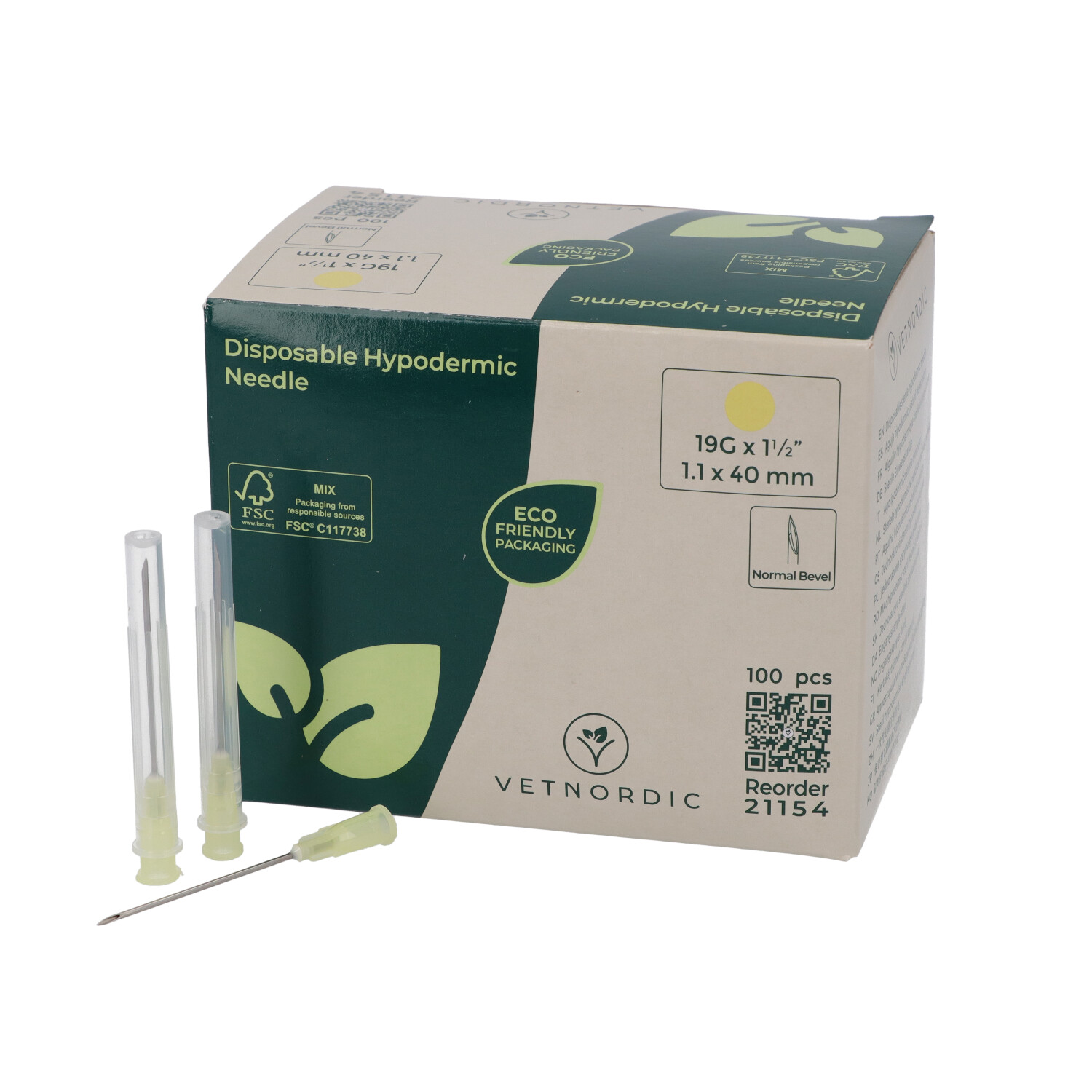 AGUJA HIPODERMICA DESECHABLE CREMA 1,1 X 40 MM 19G 100 UDS (570092)(21154)