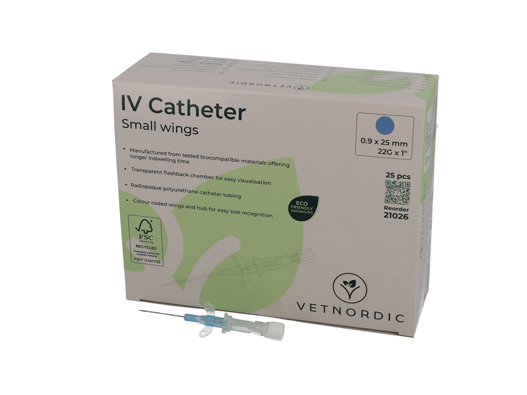 VETNORDIC CATETER IV C/ALAS 0,9 X 25 MM 22G AZUL 25 UDS (21026)(570018)