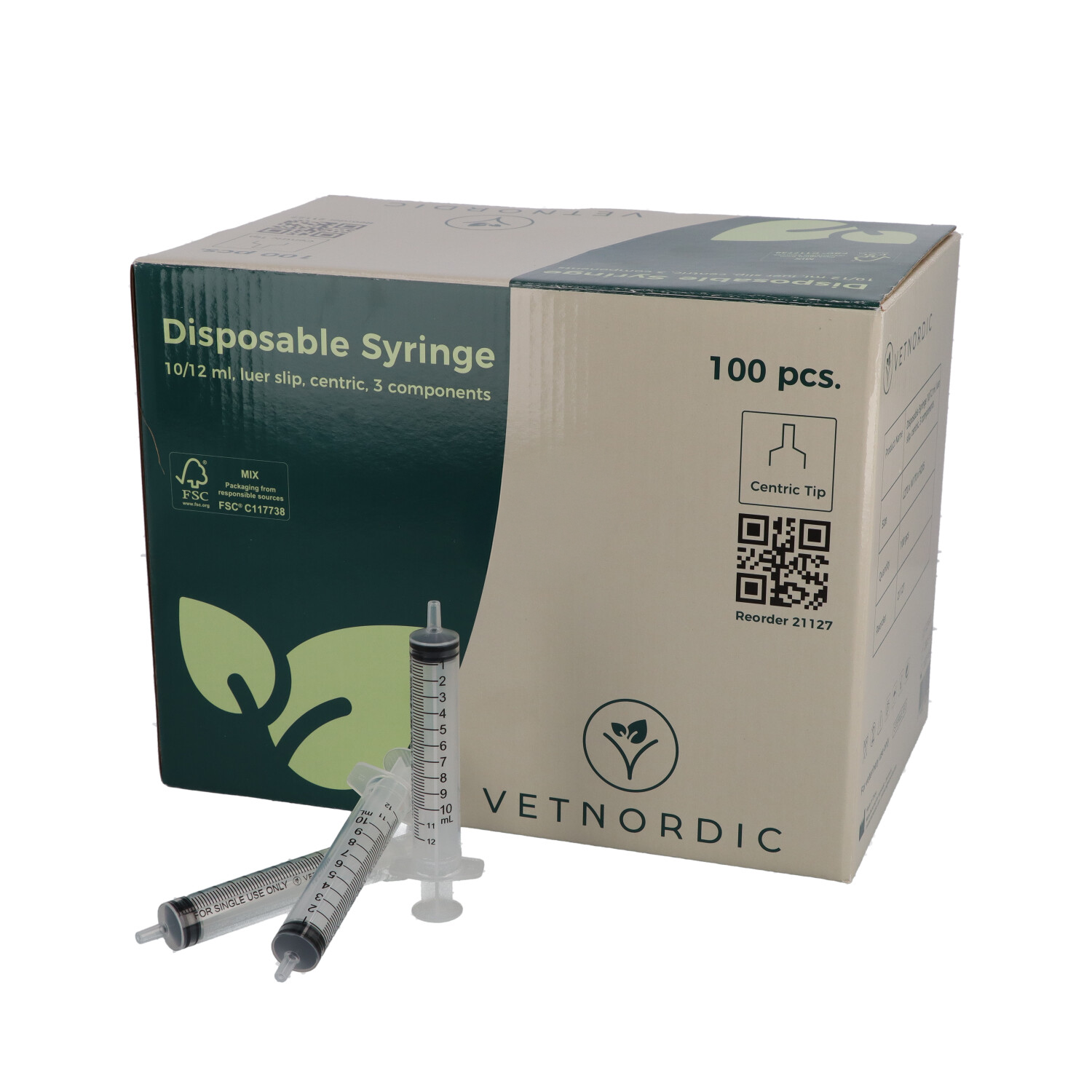 JERINGA DESECH LUER SLIP CENTRICA 3 COMP 10/12 ML100 UDS (21127)