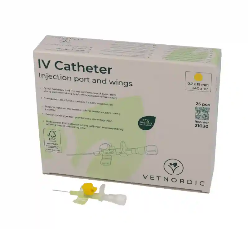 VETNORDIC CATETER IV C/ALAS 0,7 X 19 MM 24 G AMARILLO 25 UDS  (21030)(570022)