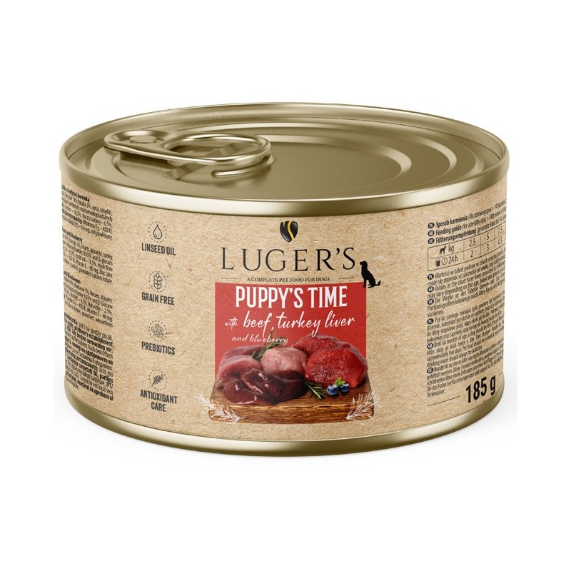 LUGER´S PUPPY´S TIME BEEF TURKEY LIVER AND BLUEBERRY 6 X 185 G (18 050)