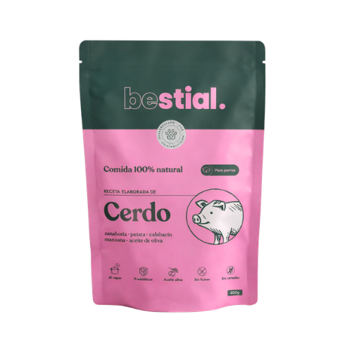 Menú de cerdo 400 g Bestial comida húmeda para perros