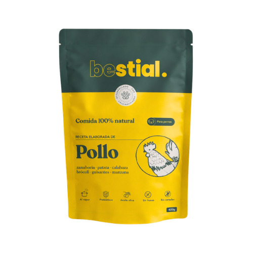 Menú de pollo 400 g Bestial comida húmeda para perros