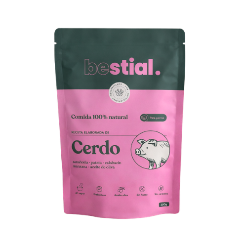 Menú de cerdo 200 g Bestial comida húmeda para perros