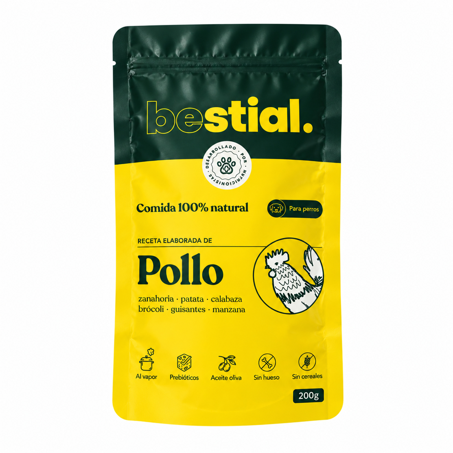 Menú de pollo 200 g Bestial comida húmeda para perros