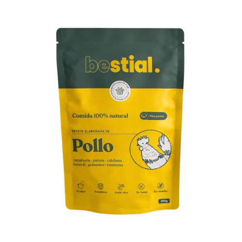 Menú de pollo 200 g Bestial comida húmeda para perros