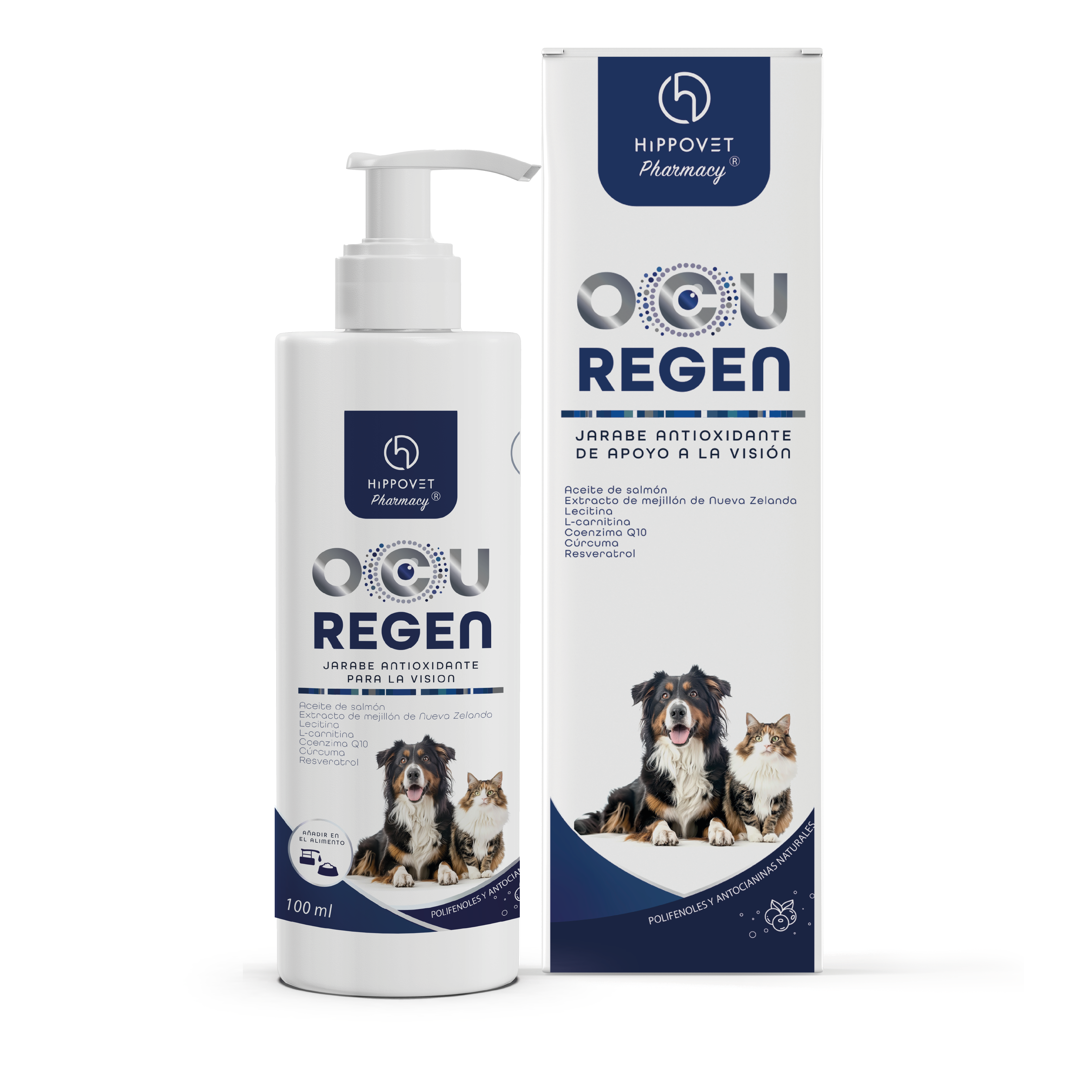 HIPPOVET OCUREGEN SUPLEMENTO SALUD OCULAR PERROS GATOS 100 ML (40 004)