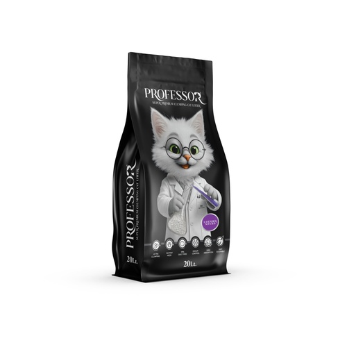 Arena bentonita blanca lavanda gatos 20L Professor