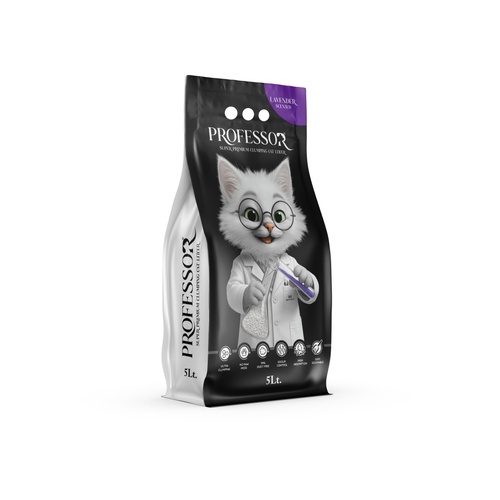Arena bentonita blanca lavanda gatos 5L Professor