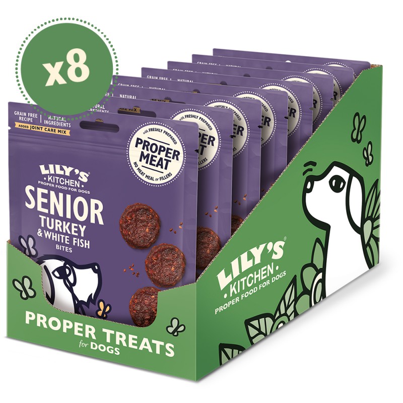 LILY S TURKEY & WHITE FISH BITES SENIOR DOGS 8 X 70 G (ANDTSST70)