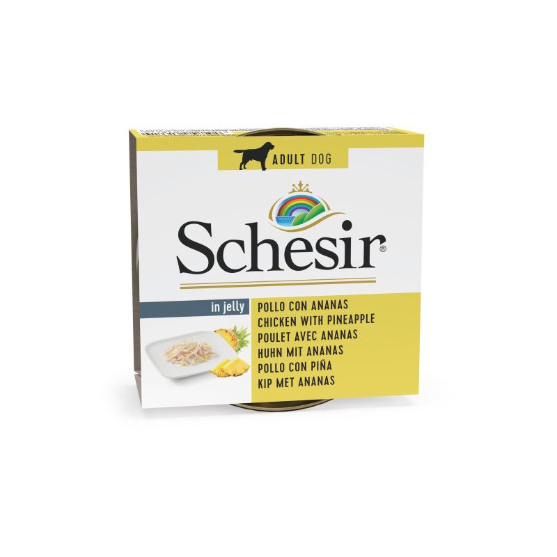 SCHESIR DOG GELATINA POLLO CON PIÑA 10 X 150 G (300137)(01064371)