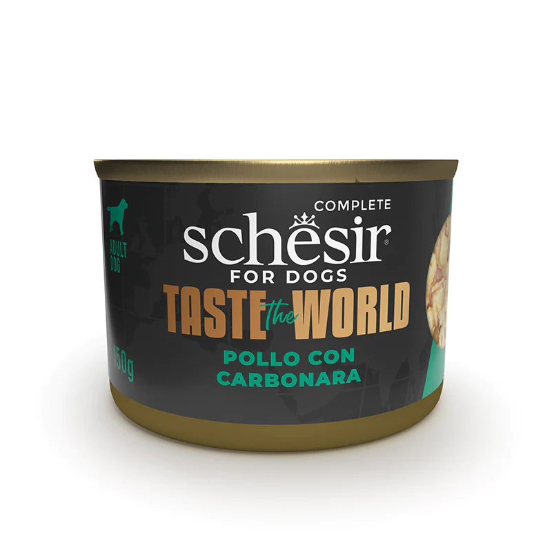 SCHESIR DOG TASTE OF THE WORLD POLLO CON CARBONARA 8 X 150 G (300426)(22115005)